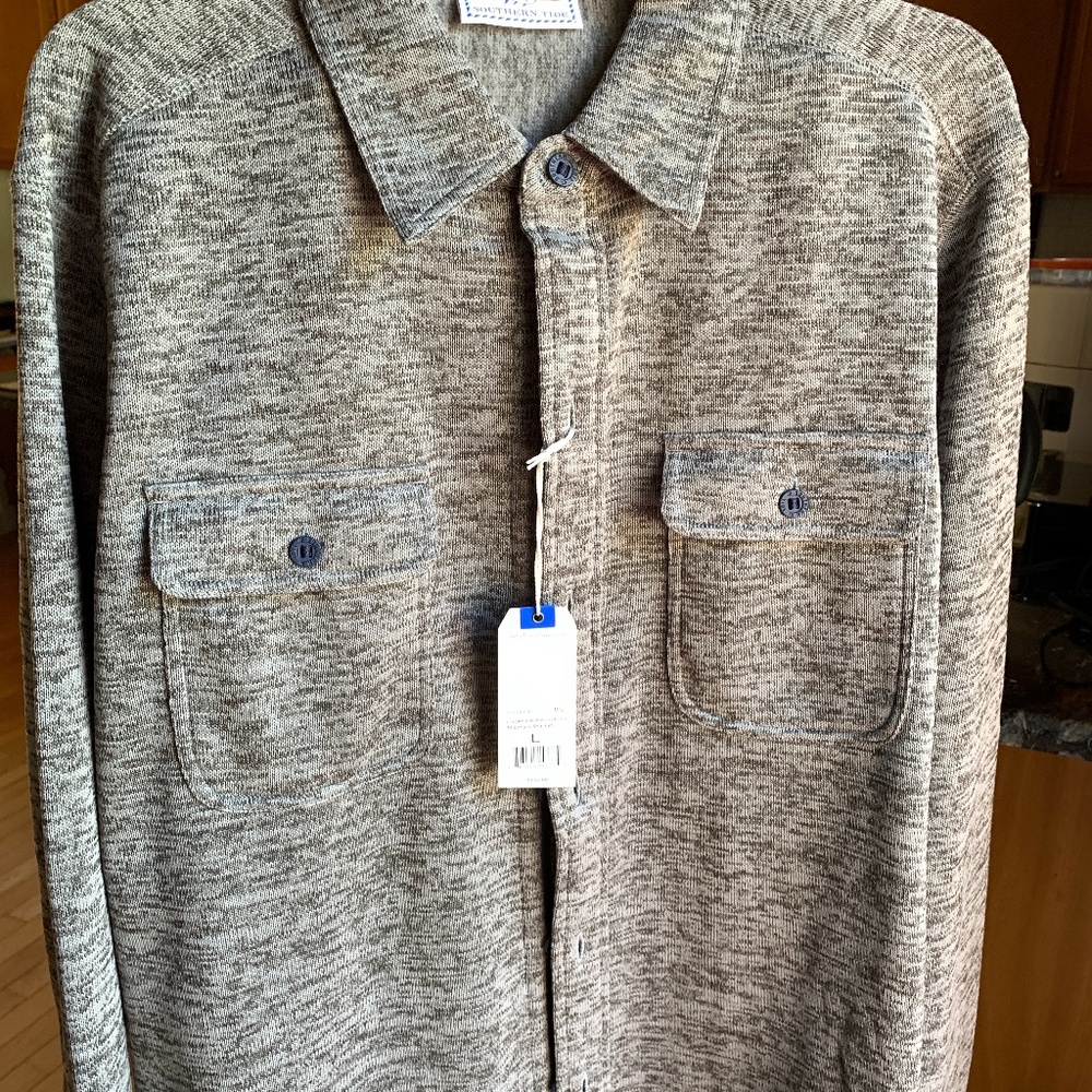 Southern Tide Mens Polarized Grey Benjies Shacket Size L